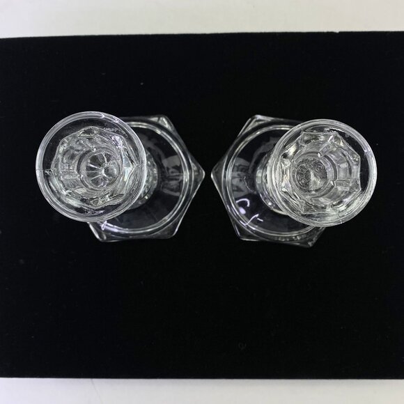 FTDA Clear Glass Taper Candlesticks 4 Inch Set Of 2 Hexagonal Base - Picture 5 of 8